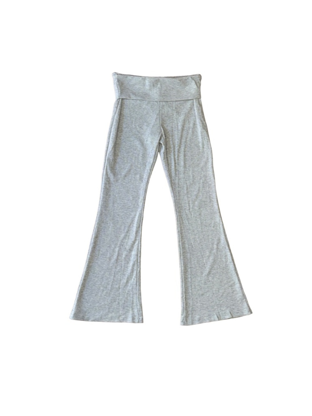 Women’s Gray Foldover Waistband Flared Yoga Pants (Small)